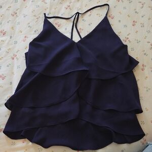 Elegant Navy Blue Layered Women's Top